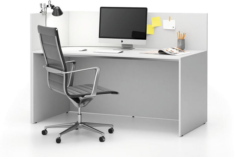 PLAN Büroschreibtisch-Set für linke Ecke SEGMENT, mit Sichtschutz, weiß/weiß