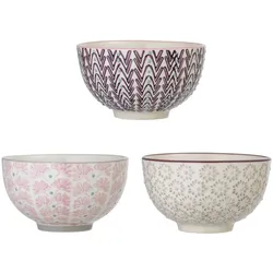 Bloomingville Maya Schale, Violett, Steingut 3er-Set, Ø 11,5 x H6,5 cm, 3er-Set