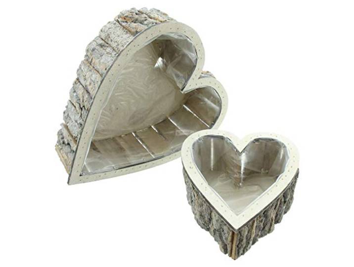 FRANK FLECHTWAREN Pflanzherz 2er Set Pappelholz Folie 20+31 cm