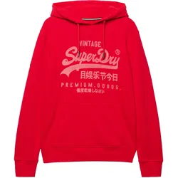 Superdry Herren Hoodie - Vintage Logo Classic Hoodie, Kapuze, Print, Baumwollmix Rot / 2XL