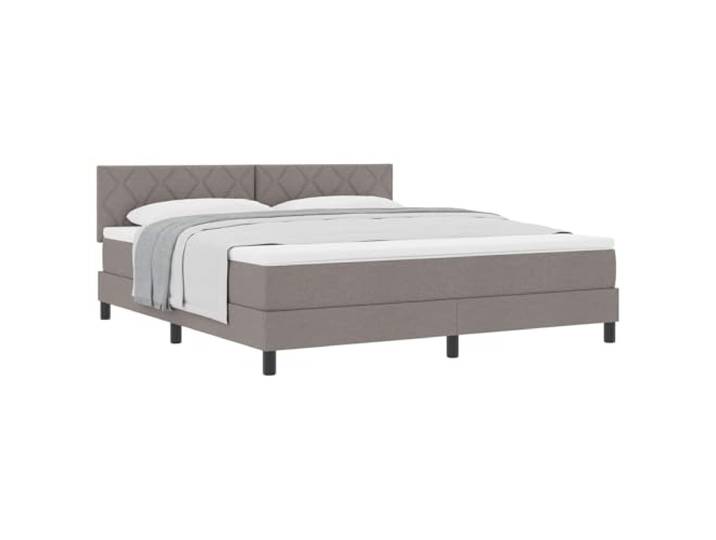 KTHLBRH Boxspringbett mit Kopfteil taupe 180 x 200 cm Stoff Kopfteil, 2 Höhen verstellbar, Taschenfedern, Holz, massives Kiefernholz, rechteckiges Design