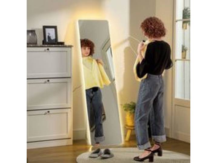 ROVRYN Miroir plein pied LED 150 x 40 cm 3 lumières réglables commande tactile sans cadre