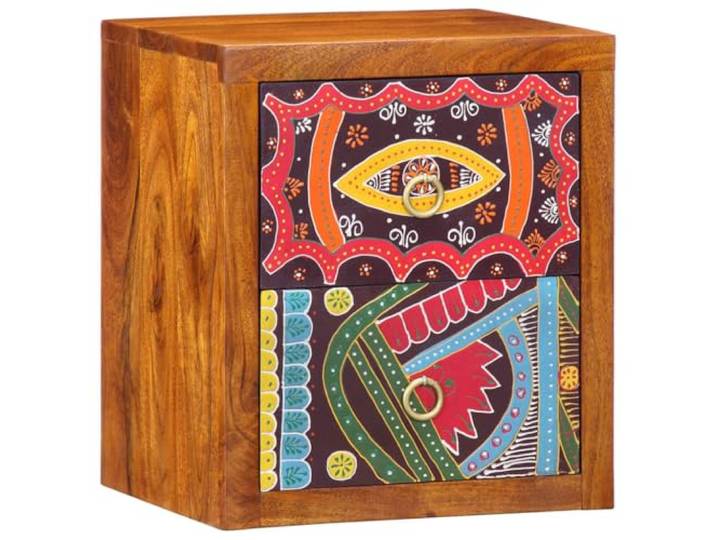 Tmriohed Nachttisch Wandmontiert Braun 35x30x40cm Massivholz Akazie Platzsparender Hängeschrank fürs Schlafzimmer aus Akazien-Massivholz mit 2 Schubladen für geordnete Utensilien.