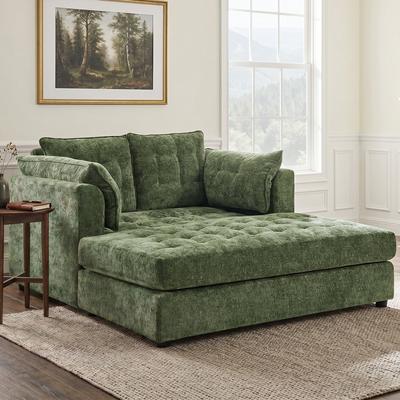 "Modern Chaise Lounge Sofa 54.7"" 2-seater Chaise Lounge Sofa Couch with Soft Pillow Armrests"