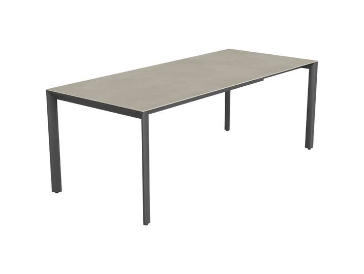 Gartentisch ausziehbar Tropea Schwarz matt / Grigio Keramik/Stahl pulverbeschichtet B 140 T 90 cm - Möbel Konfigurator: Traummöbel individuell