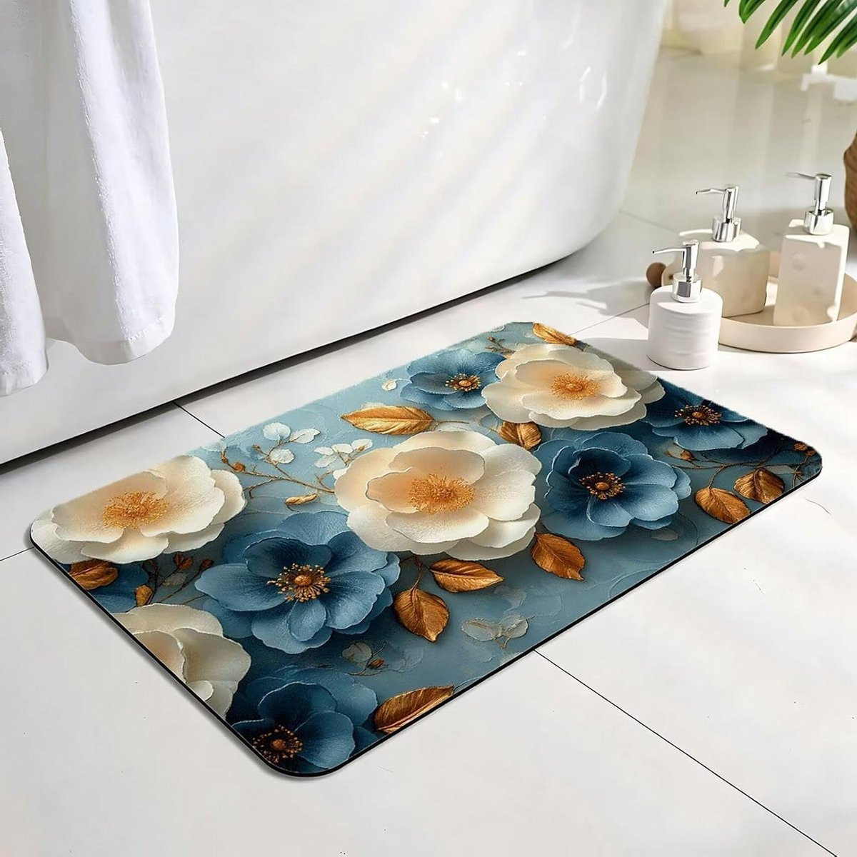 Beige antislip badkamertapijt, sneldrogende en absorberende douchemat, 30 x 50 cm