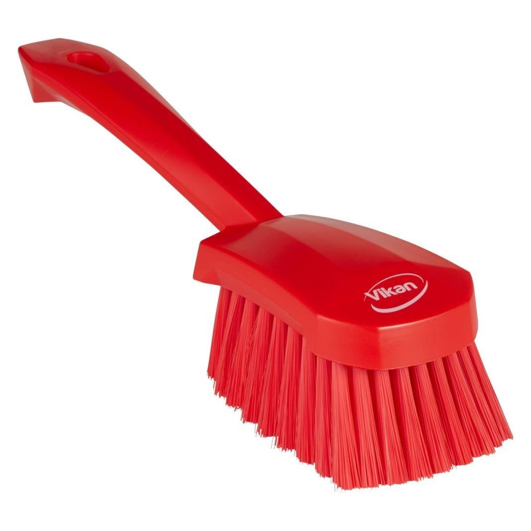 Vikan Dishwashing brush,, 27cm, red, polyester/PP/stainless steel, w/short handle, soft (41984)