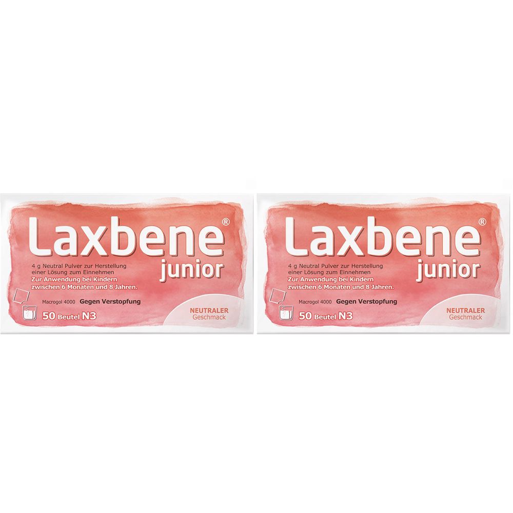 2x Laxbene junior 4 g Neutral PLE Kdr.6 Mon.-8 Jahre 2x50x4 Pulver zur Herstellung einer Lösung zum Einnehmen