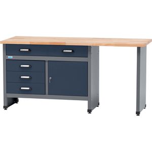 Küpper Werkbank blau, mit 4 Schubladen & 1 Tür, 170 x 84 x 60 cm