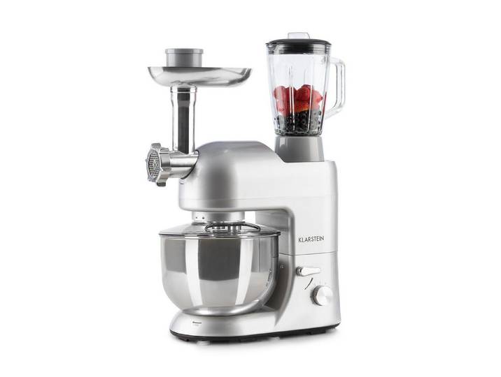 Klarstein Küchenmaschine, 1800 W, 5.2 l Schüssel, Knetmaschine Teigmaschine Teigknetmaschine Rührmaschine Fleischwolf