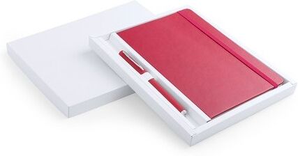 Set carnet et stylo personnalisé Marden PU rouge