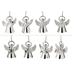 EDZARD 8er Set Baumschmuck Anhänger Engel mit verschiedenen Instrumenten, edel versilbert, Höhe 6 cm