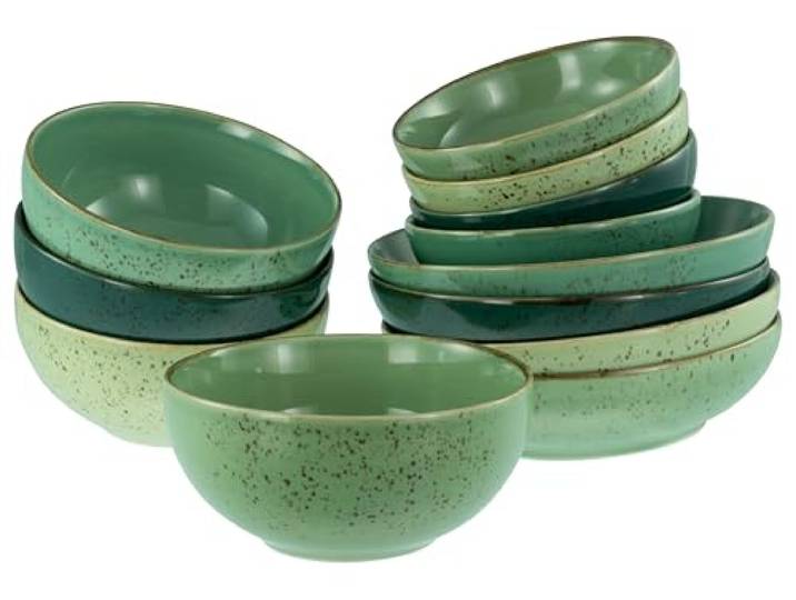 Creatable\, 24224\, Série Nature Collection Green Life Bowls\, service de vaisselle 12 pièces\, ensemble de bols en grès\, compatible lave-vaisselle et micro-ondes\, production de qualité.
