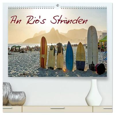 An Rio's Stränden (hochwertiger Premium Wandkalender 2027 DIN A2 quer), Kunstdruck in Hochglanz
