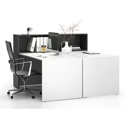 Büroschreibtisch-Set SEGMENT Double, mit 2 Einlageböden, weiß/Graphit