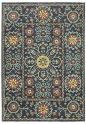 Style Haven Federica Bohemian Medallion Blue/ Rust Fringe Edge Area Rug