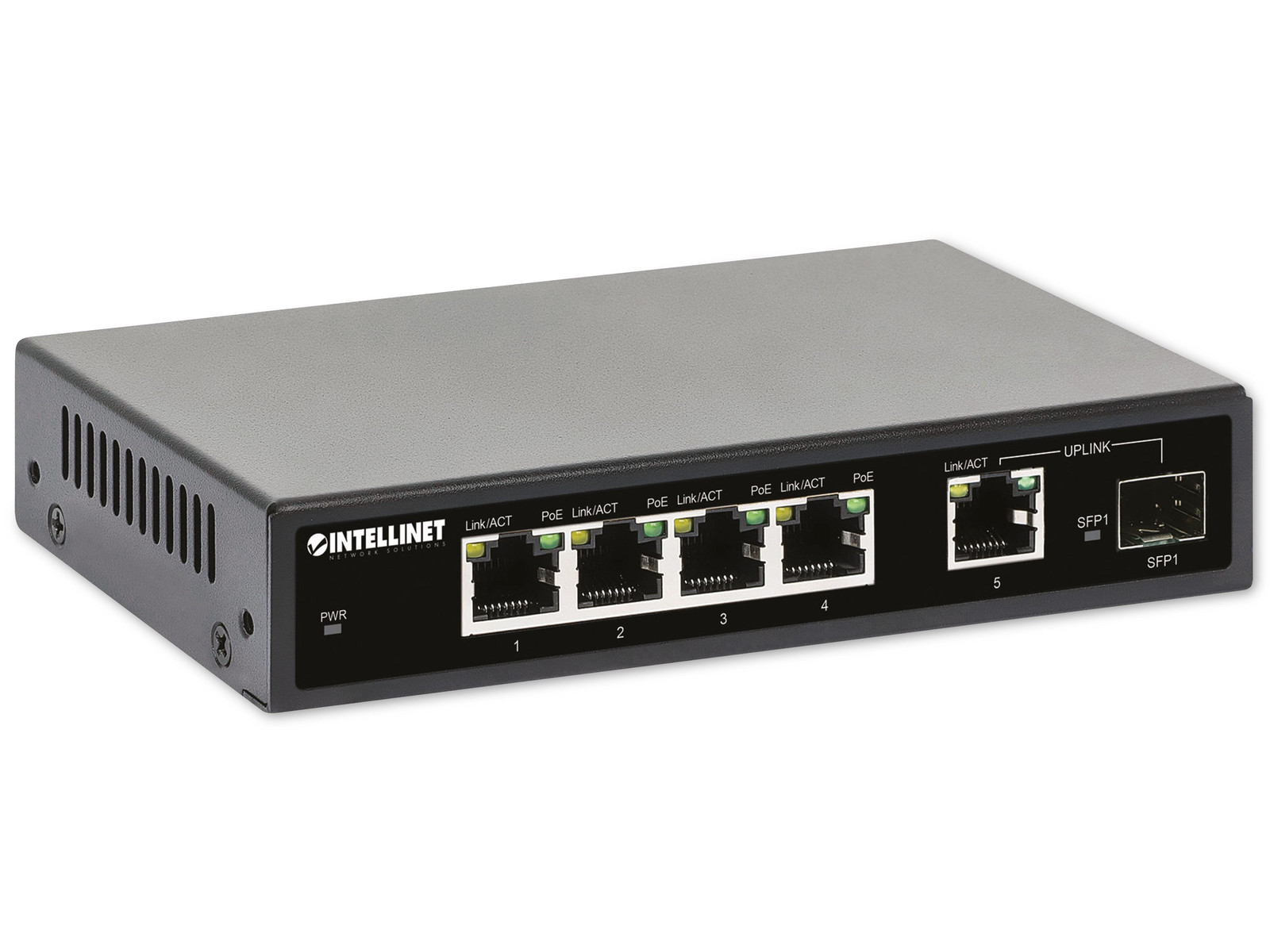 Intellinet 5-Port Gigabit PoE+ Switch 1SFP91W 561822