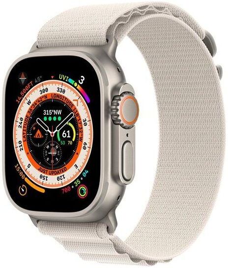 Apple Watch Ultra (2022)   49 mm   GPS + Cellular   srebrny   Alpine Loop Księżycowa Poświata Średni - Refurbished