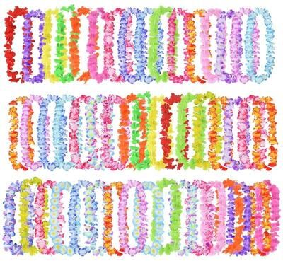 Useful Little Things Hawaiian Flower Wreath Necklace (10 20 50 Pack) Tropical Luau Lei Garland For Summer Birthday, Wedding & Party Decor random 10pcs