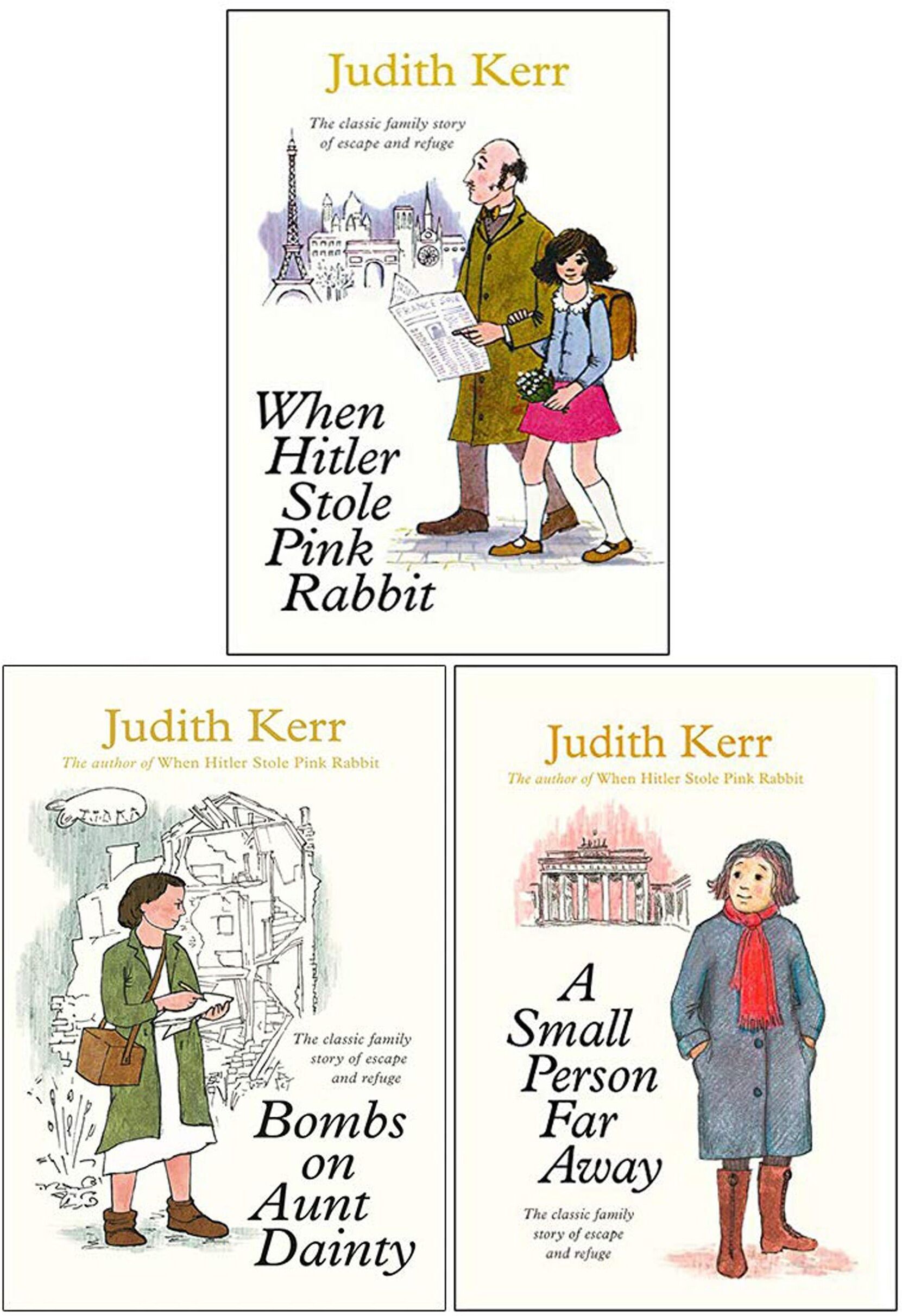 HarperCollins Judith Kerr Collection 3 Books Set - When Hitler Stole Pink Rabbit, Bombs on Aunt Dainty, A Small Person Far Away