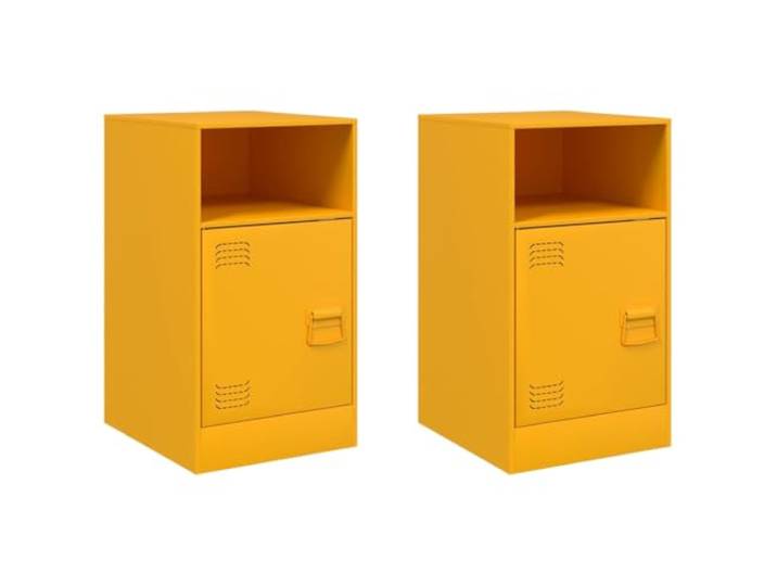 Heofavd 2er Set Nachttisch Senfgelb 34,5x39x62 cm Stahl Metall Schrank