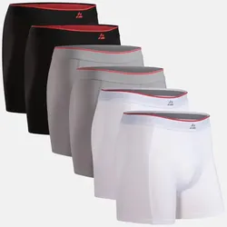 BAMBOO TRUNKS - 6-Pack - Schwarz/Rot | Grau | Weiß - 3XL