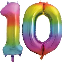 XL Folienballon Regenbogen Zahl 10