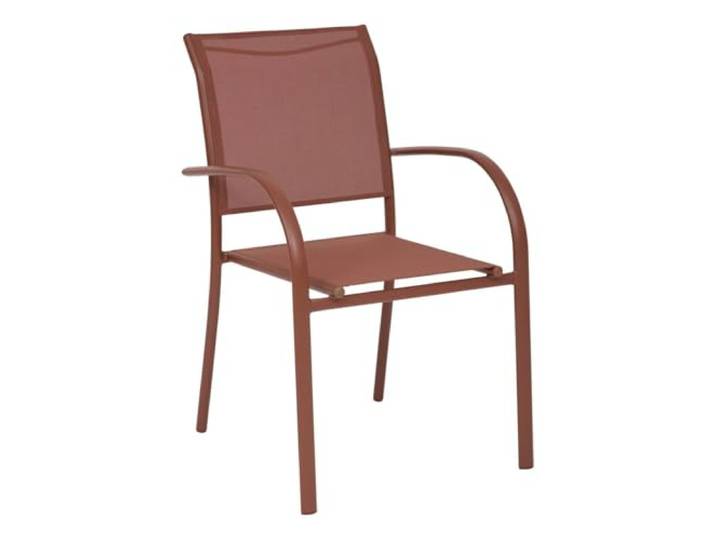 HESPERIDE - Fauteuil de Jardin Piazza Marron Acajou\, Aluminium\, Empilable\, Anti-Rouille - pour Terrasse\, Chaise d'Extérieur