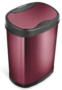 NINESTARS 3.9 Gallon Burgundy Stainless Steel Motion Sensor Trash Can, Oval