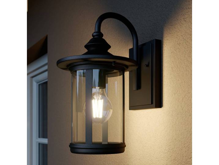 Außenwandleuchte Zayn Lindby, dimmbar, schwarz, Aluminium, Antik, Laternenform