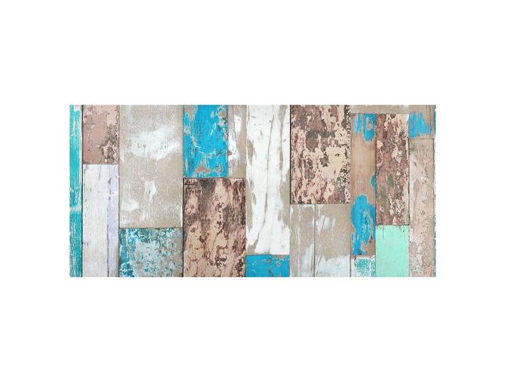 Magnettafel Maritime Planks Stahl, lackiert & Vinyl-Spezialfolie Rückseitige Aufhängungsösen Blau 78 x 37 x 2cm