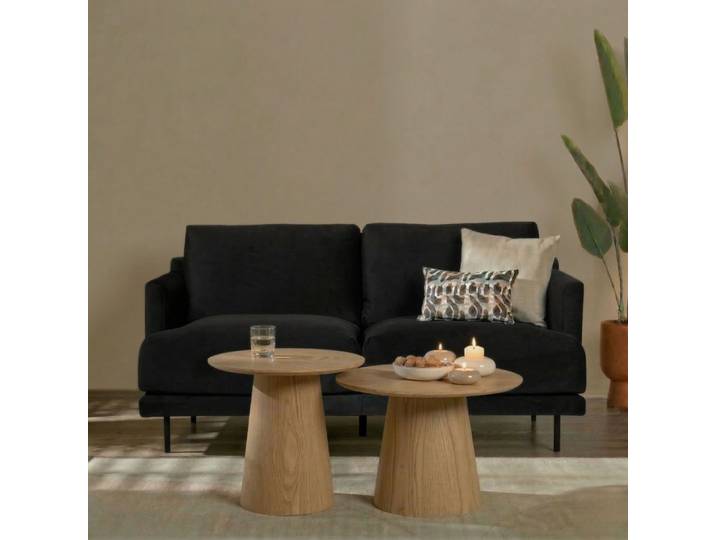 Bronx71 Samt Sofa Denver 2,5-Sitzer schwarz