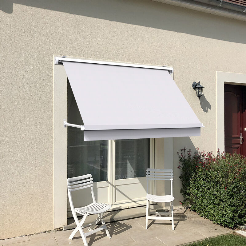 CÔTÉ STORE Store de fenêtre à projection avec coffre - 140 x 70 cm - Écru