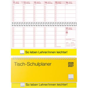 TimeTex Tischkalender 10579, Wochenkalender quer, 1 Woche = 2 Seiten, 30 x 11 cm, Schuljahr 2026/2027