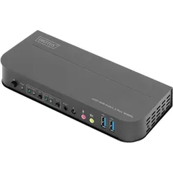 Digitus KVM Switch, 2x1 HDMI, HDMI Out,USB, 4Kx2K@60Hz, KVM Switch, Schwarz