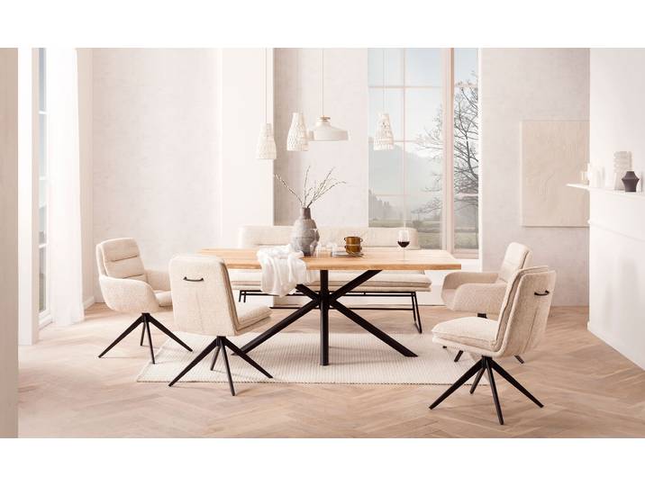 Esstisch HOME AFFAIRE, beige (natur, schwarz, natur), B:220cm H:77cm, Tische, Esstisch
