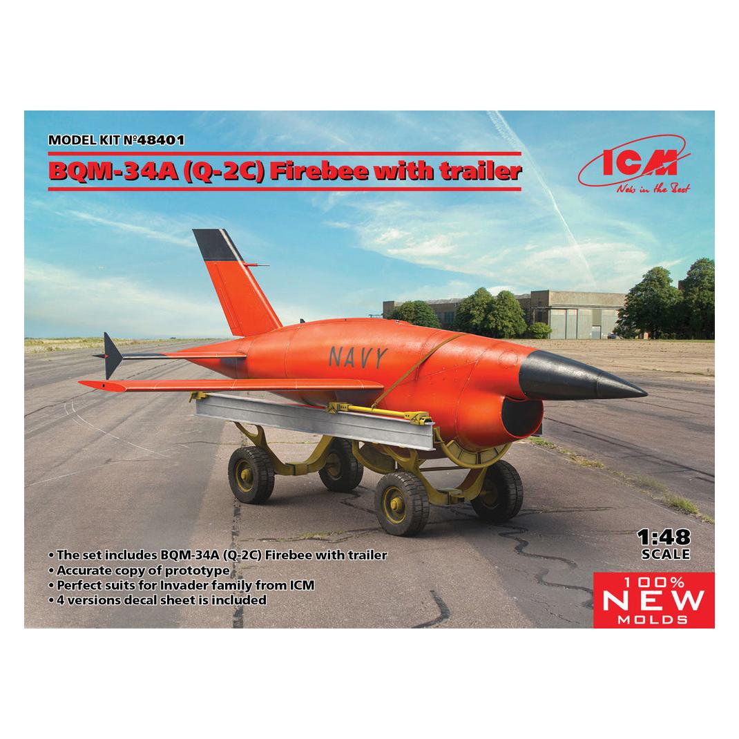 ICM BQM-34A (Q-2C) Firebee with trailer (1 airplane and trailer) (48401)