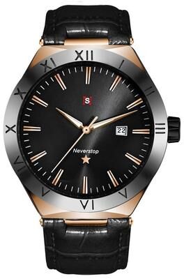 Everyday Crate YAZOLE N953 Business Quartz Watch Luminous Calendar Men's PU Strap Wrist Watch black Gold