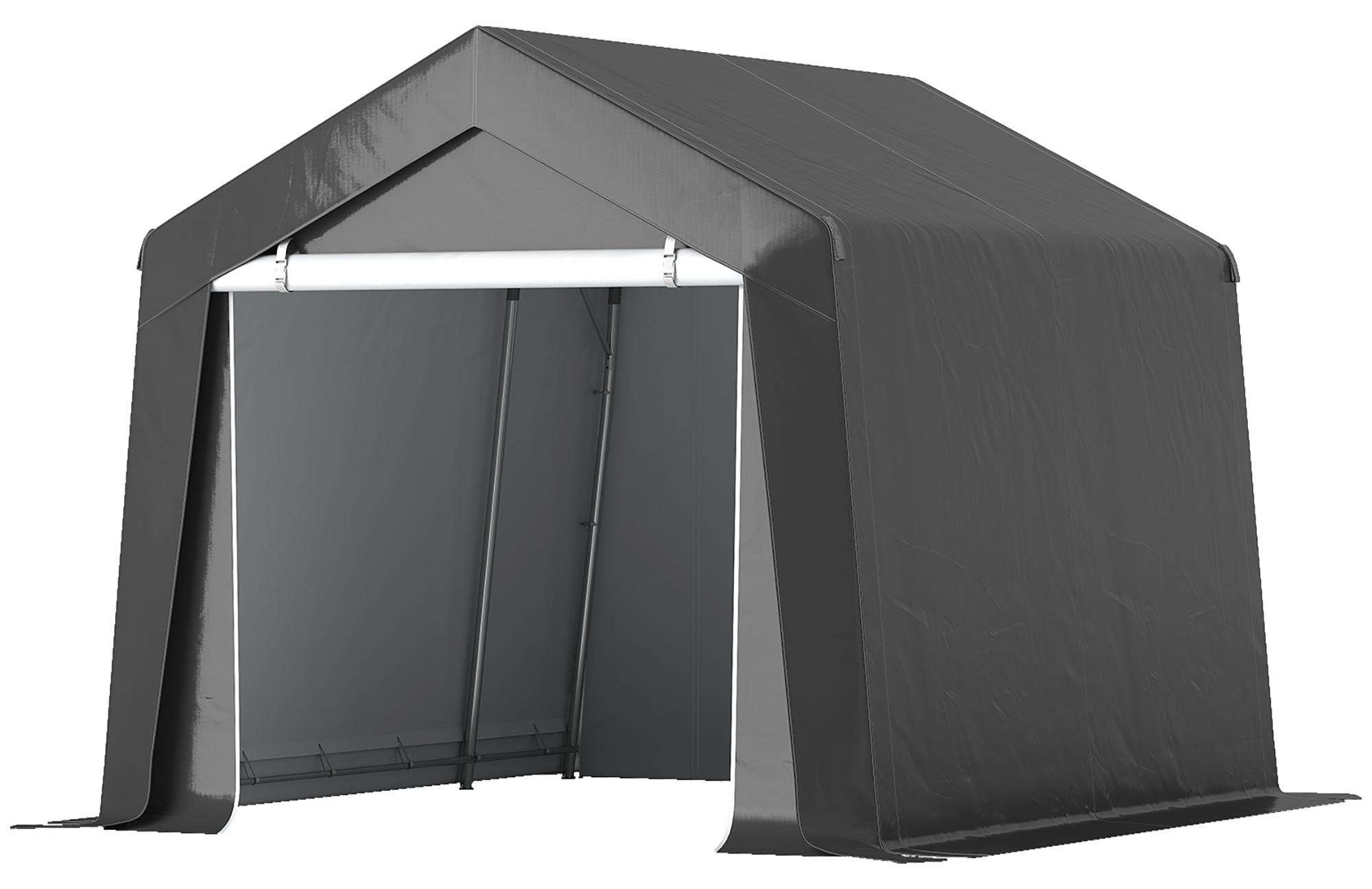 Tragbares Gartenzelt/Ger?teschuppen mit verzinktem Stahlrahmen und gro?er Tš¹r, 3 x 3 m, grau