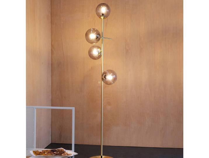 Vloerlamp Como, messing / goud, Woon-/ Eetkamer, vloerlamp