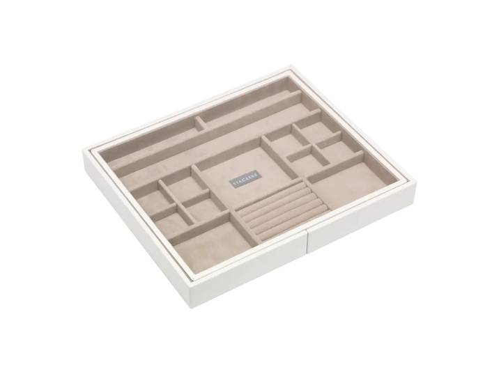 Schmuckbox Sofia, Stackers, kieselgrau/weiss, Kunststoff