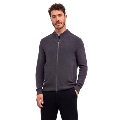 Strickjacke FALKE "FALKE Zip-Jacke", Herren, Gr. L, grau (asphalt meliert (3182)), Strickjacken Strickjacke