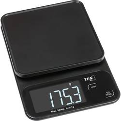 TFA Dostmann COOKIE Digitale Küchenwaage digital digital, mit Messschale Wägebereich (max.)=5000 g Schwarz 130 x 195 x 29 50.2009.01