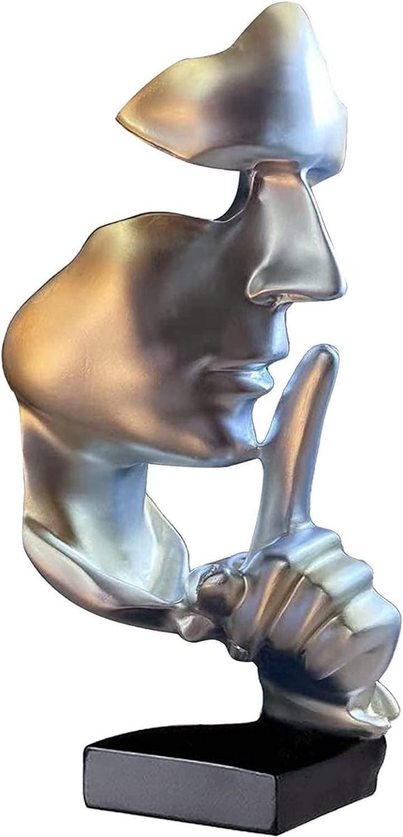 Omgoods Thinker Statue Silence Is Gold Abstract Art Sculpture - Modern Home Decor voor op tafel