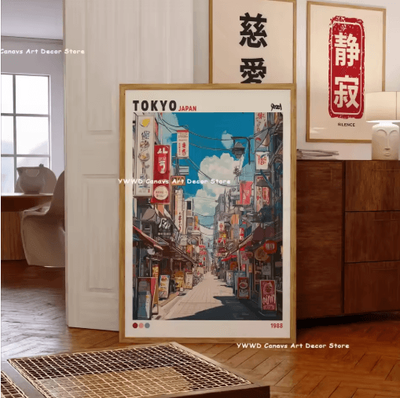Inspire Picks Hokusai Wave & Mount Fuji Canvas Print Japanese Landscape Wall Decor 17 20x30cm Unframed