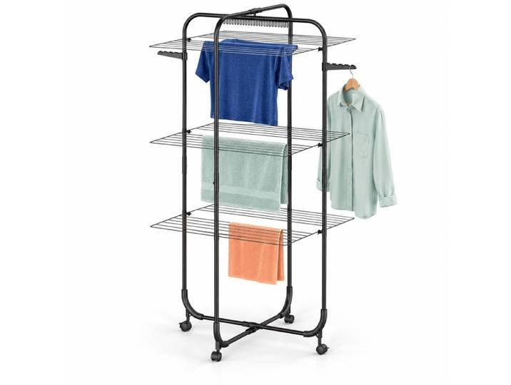 Relaxdays Wäscheständer Turm rollbar