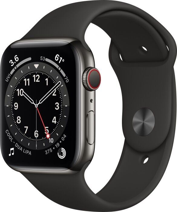 Apple Watch Series 6 Stainless Steel 44 mm (2020)   Graphite   black Sport Band - Refurbished