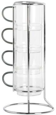 Gibson Soho Lounge 4-Piece Glass Espresso Set W/Rack