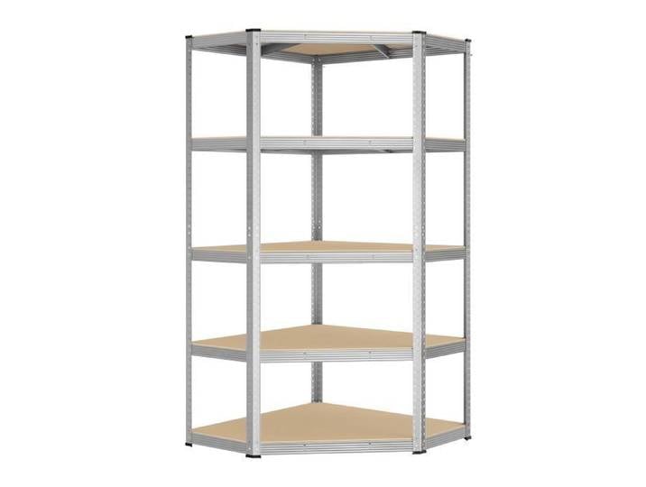 Étagères d'Angle - SONGMICS - Capacité 875 kg - Argent et Beige Naturel