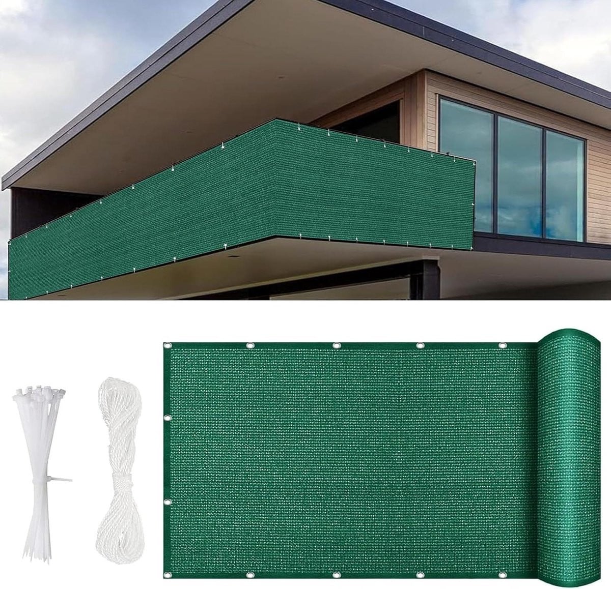 Balkonscherm Privacy Donkergroen - Weerbestendig HDPE Zichtscherm - 1000 x 80 cm